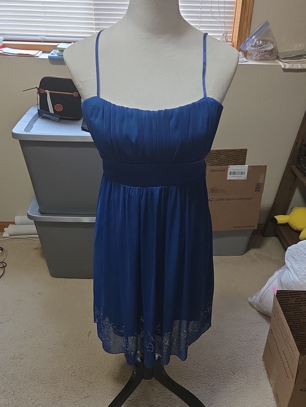City Studio Fit And Flare Mini  Spaghetti-Strap Chiffon Dress